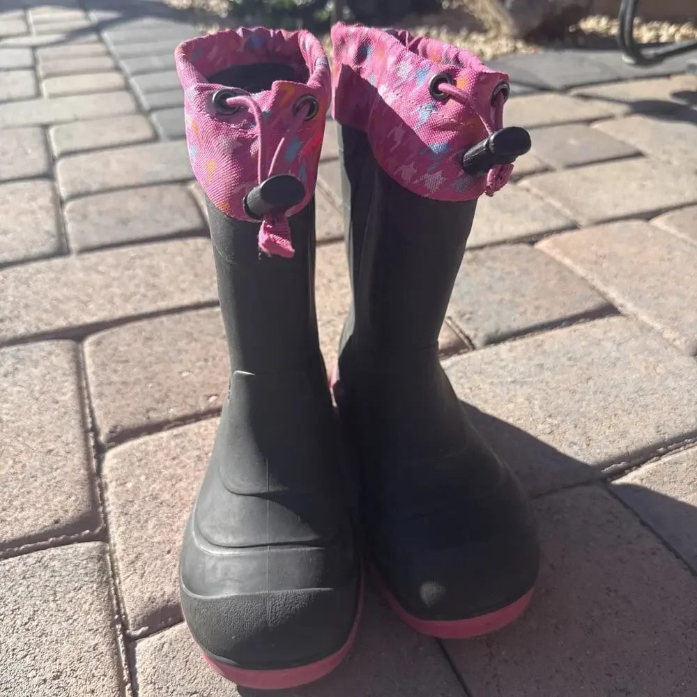 Kamik Snobuster Boots Kids Sz 13 Charcoal Pink Waterproof Winter Snow Boots